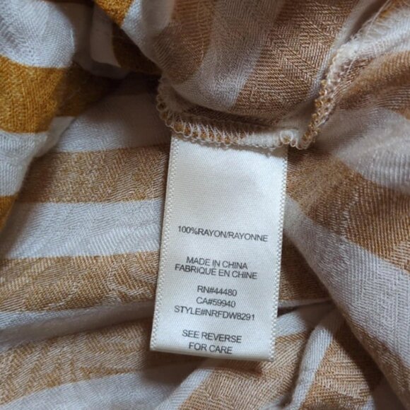 Love Fire Yellow Striped Dress Size Lg Rayon Flutter Sleeve Tank Summer Coastal - Picture 7 of 8